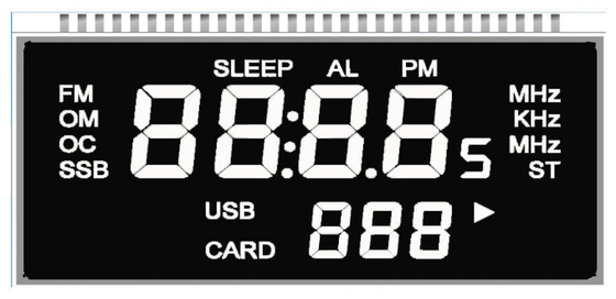 Monochrome Screen Customized VA LCD Display 6 O'clock