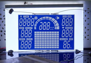 Customized 7 Segment LCD Display HTN Negative Lcd Blue Backgound Display For Sport Equiment