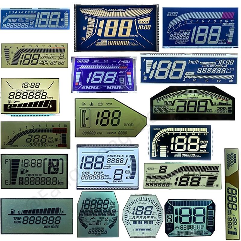Monochrome LCD Segment Displays for Anti glare Instrument Screen 7 Segment LCD Displays for Motorcycles