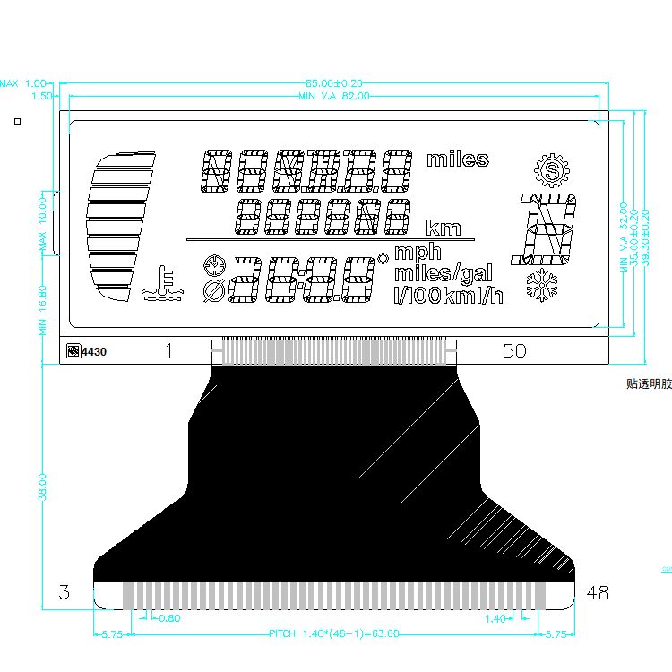OEM Segment LCD Display Manufacturer TN STN HTN FSTN Monochrome LCD Factory for Motorcycles/Speedometer/Car