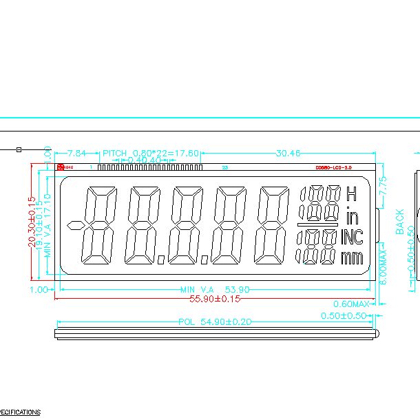 Custom FSTN Negative LCD Displays FSTN LCD Display Glass Panel for Vernier calipers