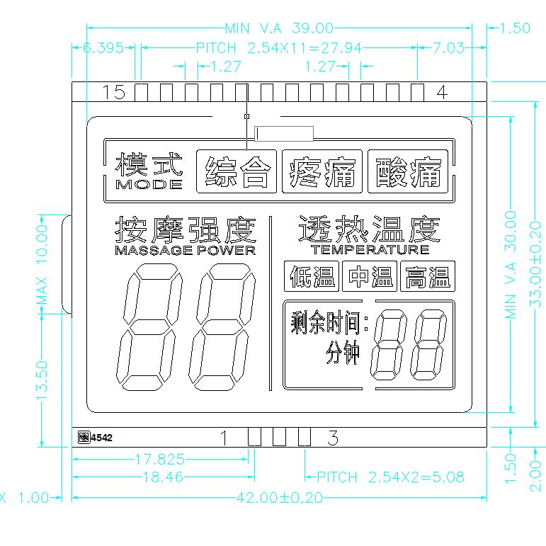 Custom Black TN Segment LCD Panel LCD Screen LCD Display for Massager Seven Segment LCD