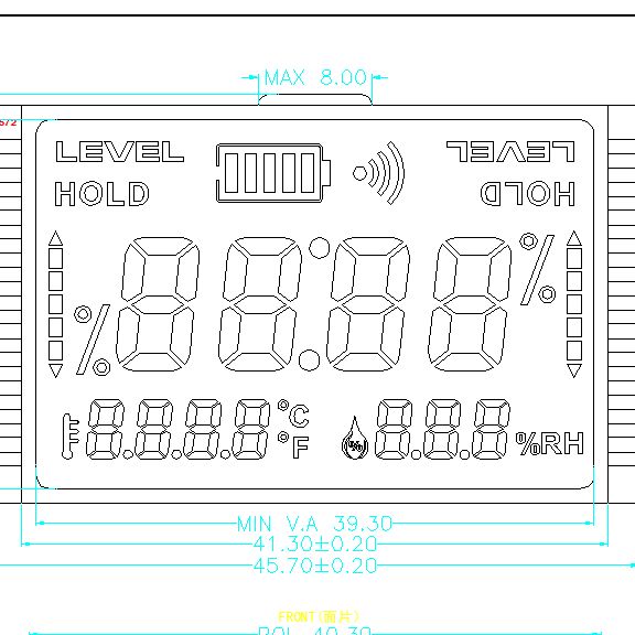 Custom TN Positive Segment LCD for Thermometer and hygrometer Reflective Positive Segment LCD Display Panel TN STN FSTN Factory
