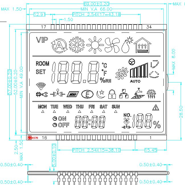 Custom TN STN HTN FSTN VA LCD Screen Monochrome Segment LCD Module for Thermostat Monochrome Digit LCD Display Manufacturer