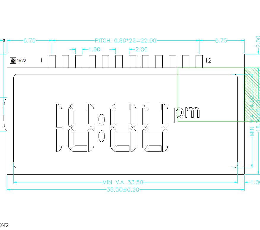 Custom Size Monochrome TN LCD Displays For Digit Clock TN Segment LCD Panel TN LCD Screens