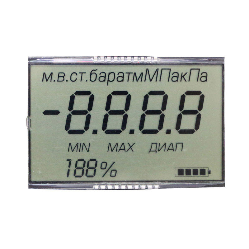OEM Segment HTN LCD Display Monochrome Reflective Polarizer Type Metal Pin Connector