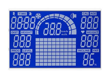 Customized 7 Segment LCD Display HTN Negative Lcd Blue Backgound Display For Sport Equiment